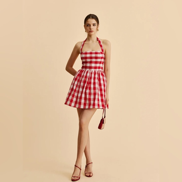 Plaid Halter Flare Dress - Picture 3 of 3